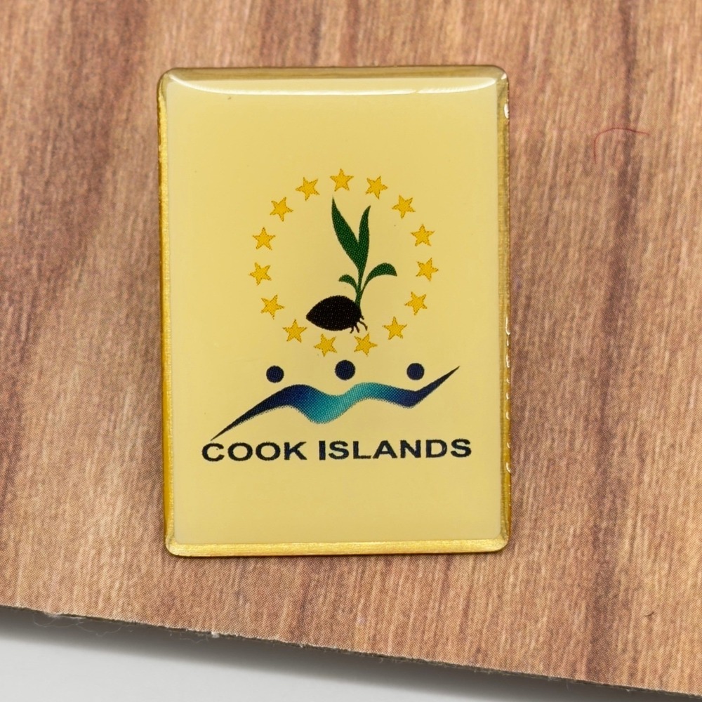 Cook Islands Pacific Games Team Enamel Lapel Pin Badge Sprouting Seed Logo